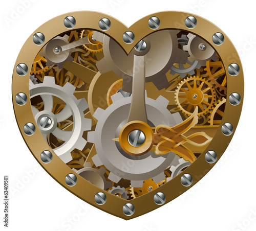 Obraz na płótnie canvas dwuczęściowy "dyptyk" Steampunk clockwork heart