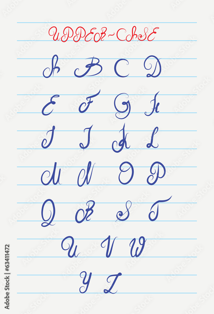 Vector hand drawn uppercase calligraphic alphabet Stock Vector | Adobe ...