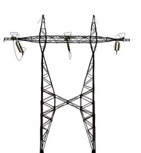 Single Twin Electrical Steel Pylon Isolated On White