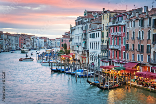 Plakat na zamówienie Venice, sunset from the rialto bridge