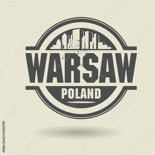 Fotoboard na płycie Znaczek lub etykieta z tekstem warszawa, polska wewnątrz, wektor