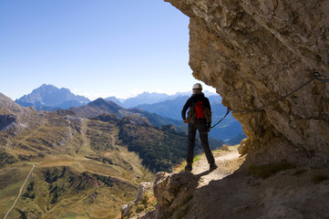 Sticker - Bergsteiger in den Dolomiten - Alpen