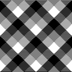Wall Mural - Checkered gingham fabric seamless pattern in black white grey