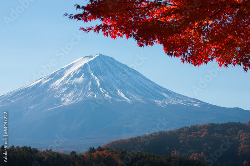 Naklejka samoprzylepna Jesień liście Mt Kawaguchi i Mt Fuji