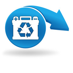Fototapete - batterie recyclable sur bouton bleu