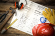 Builders tools and construction plans