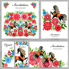 Collection of floral greeting cards for your design