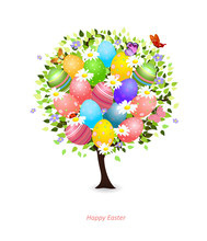 Easter Floral Tree For Your Design