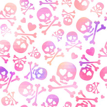 Funny Skulls In Love - Pink And Purple Pattern.