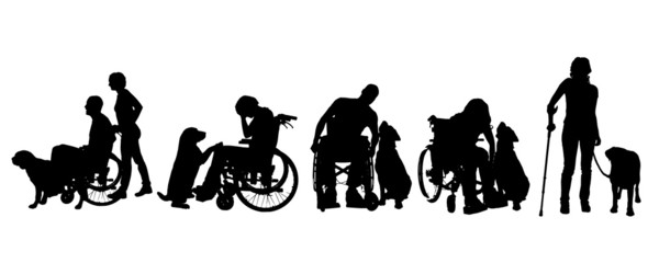 Sticker - vector silhouette of disabled people.