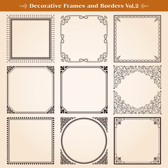 Canvas Print - decorative frames and borders set vector