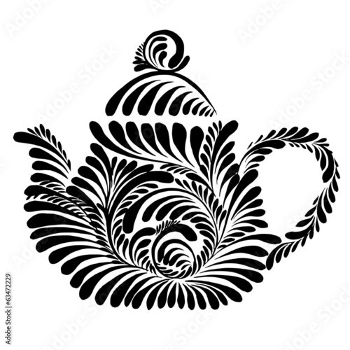 Naklejka - mata magnetyczna na lodówkę decorative silhouette teapot