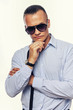 © Fxquadro - Portrait of handsome man posing in studio on white background wi