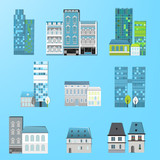 Fototapeta Miasto - city buildings set