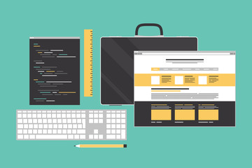 Poster - Web coding and programming flat illustration