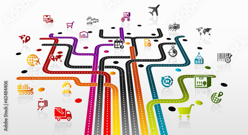 Cuadros en Lienzo Abstract illustration with logistics infrastructure