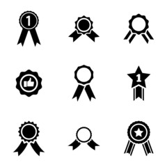 Vector black award medal icons set