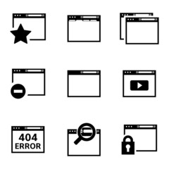 Sticker - Vector black browser icons