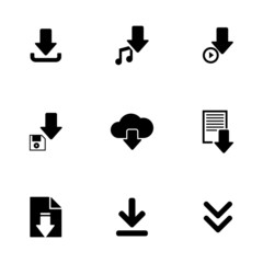 Wall Mural - vector black download icons set