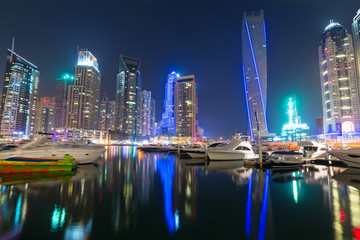 Wall Mural - Skyscrapers of Dubai Marina at night, United Arab Emirates