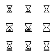 Wall Mural - vector black hourglass icons set