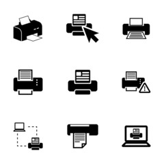 Wall Mural - vector balck printer icons set