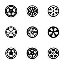Vector Black Wheel Disks Icons Set