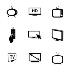 Wall Mural - vector black tv icons set