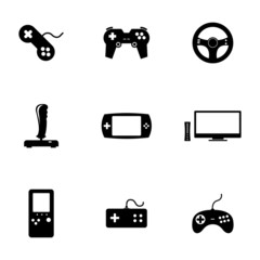 Wall Mural - vector black video game icons set