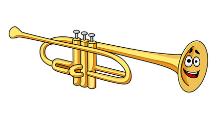 Wall Mural - Cartoon brass trumpet