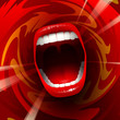 Open mouth with teeth; Screaming shouting singing yawning mouth; Jaw drop; Vector background Eps10