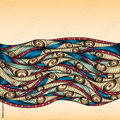 Naklejka dekoracyjna Abstract doodle decorative waves background.