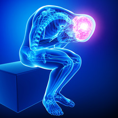 Anatomy of male brain pain in blue