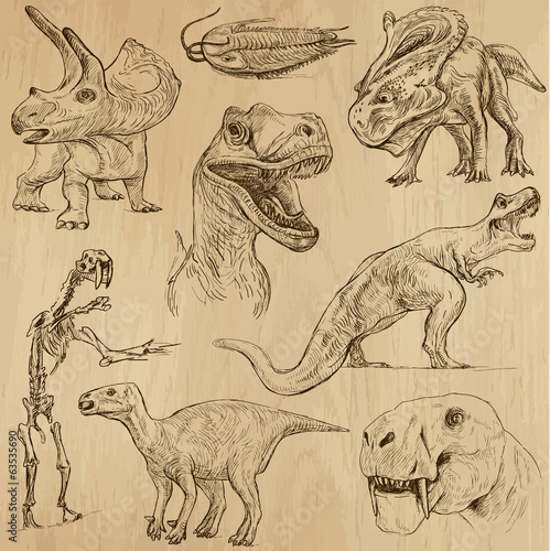 Naklejka na meble Dinosaurs no.3 - an hand drawn illustrations, vector set