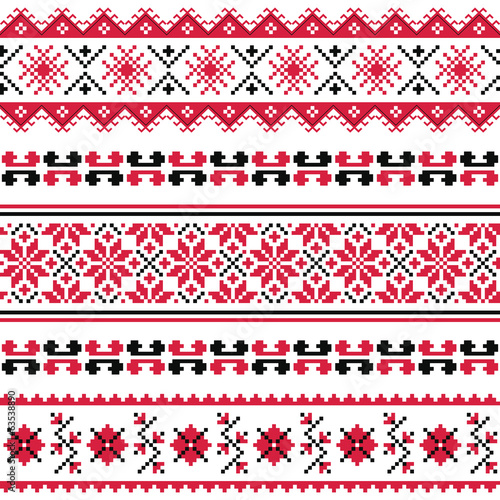 Nowoczesny obraz na płótnie Ukrainian folk emboidery pattern or print