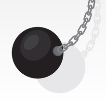 Wrecking Ball Swinging With Blank Gray Background
