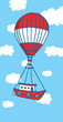 Hot air balloon boat flying to adventure