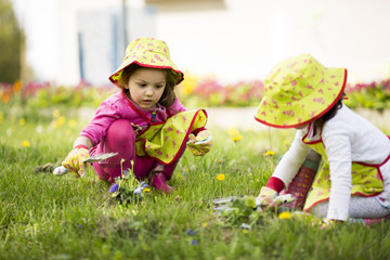 Wall Mural - Little girls in the garden