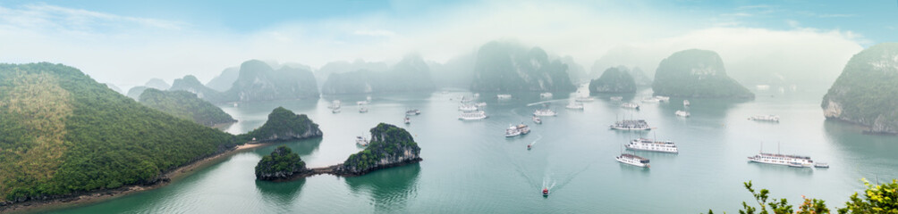 Scenic top view of Halong Bay in Vietnam.