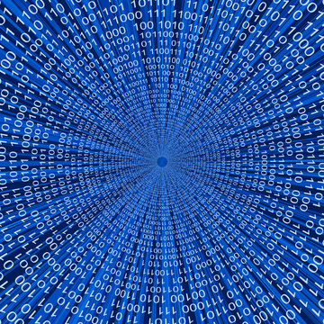 Abstract binary code 3D vector line blue background