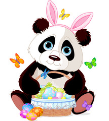 Wall Mural - Cute Panda with Easter basket