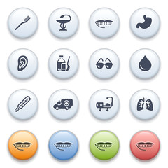 Poster - Medical icons on color buttons.