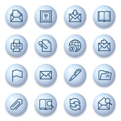 Wall Mural - Email icons on blue buttons.