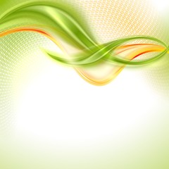 Poster - Abstract green and yellow waving background