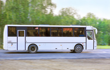 Canvas Print - bus goes on the highway