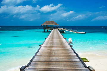 Wall Mural - Beautiful beach with water bungalows