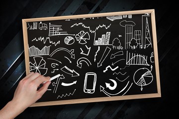 Poster - Composite image of hand drawing brainstorm with chalk