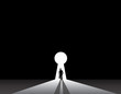 Businessman silhouette standing front of keyhole door concept