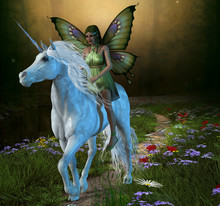 Forest Fairy And Unicorn