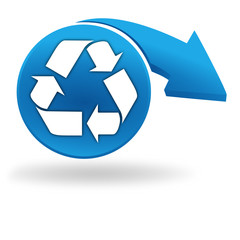 Poster - symbole recyclable sur bouton bleu